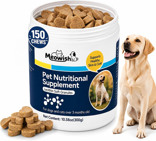 Meowish Omega 3 & Lecithin Fish Oil Supplement for Dogs & Cats, Skin & Coat