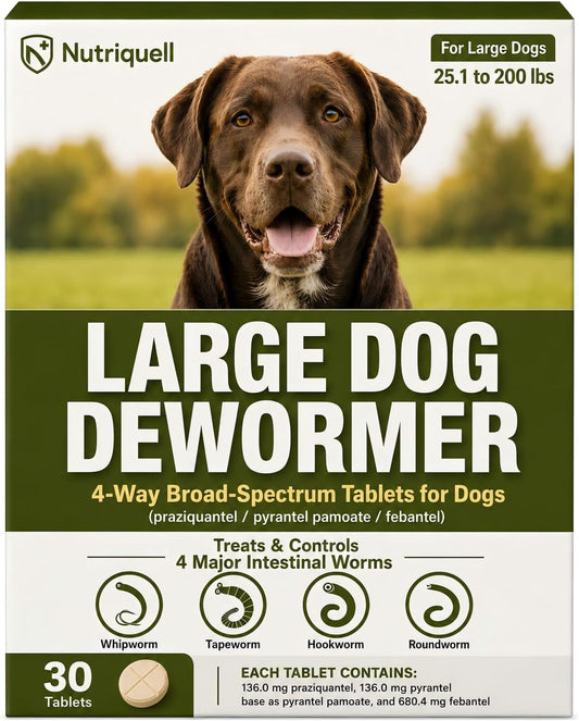 Dewormer for Dogs, Medium and Large Dog Dewormer, 4-Way Tablets