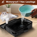 Foldable Travel Cat Litter Box with Zippered Cover, Leak-Proof Portable Collapsible Cat Toilet, Lightweight Nylon Enclos