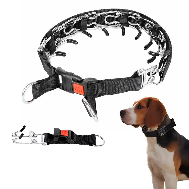 Comfort Dog Collar, Stainless Steel Collar with Quick Release Buckle, Adjustable Comfort Tip with Nylon Cover for Small Medium Large Dogs(Black,S(10-13”Neck,2.5mm))