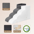 EHEYCIGA 4-Step Curved Dog Stairs for Beds 17.6" H
