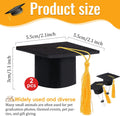 GIFTMISSU 2 Pack Mini Graduation Caps with Yellow Tassels, Small Animal Bachelor Hats for Cats and Dogs, Adjustable Pet Graduation Photo Props and Holiday Costume Accessories