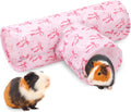 JarThenaAMCS Guinea Pig Tunnel 3 Way Washable Guinea Pig Hideout Pink Bow Foldable Rabbit Tunnel Small Animal Toy for Bu