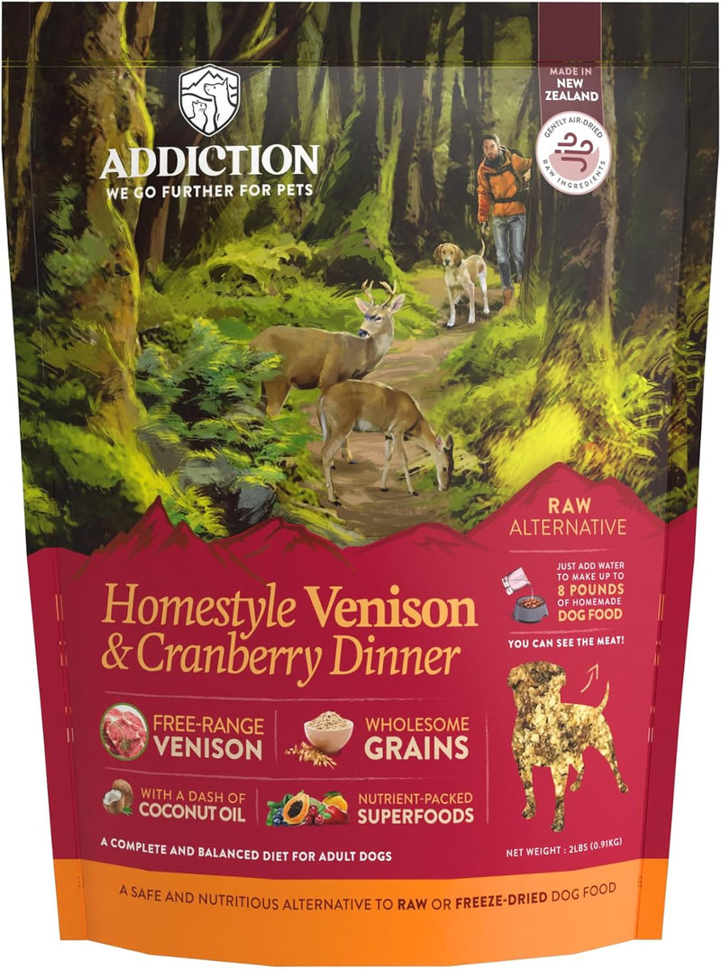 Addiction Homestyle Venison & Cranberry Dinner Raw Alternative Dog Food - Gently Air-Dried Complete Meal or Dog Food Top