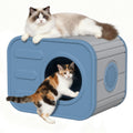 GULAIMOAO Feral Outdoor Cat House Weatherproof, Insualted Cat Houses for Outdoor Indoor Cats with Camera-Shaped Design, Sturdy Resin Outside Shelter for Cats