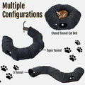 Cat Tunnel Bed with 2 Catnip Fish Toys, Interactive Cat Toys, Dark Grey