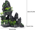 Large Fish Tank Decorations - Mountain View Aquarium Ornament with Tree House Cave Bridge,Resin, 10.24x9.45x5.12 inches,