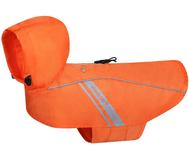 VIVAGLORY Wetoff Dog Raincoat, Rain Coat for Dog All Seasons Adventure, Rain Jacket with Harness Hole & Hood, Reflective Lightweight Waterproof for Doggy & Puppy, M, Orange