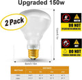 2Pack Reptile Heat Lamp, 150W Reptile Heat Emitter Infrared Basking Spot Light, UVA Daylight Heat Lamp Bulbs for Chicken