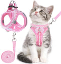 NCMAMA Cat Harness and Leash Set,Escape Proof Adjustable Kitten Harness with Cute Pink Bow,Breathable Reflective Strips Harness for Kitty Puppy Bunny for Walk Travel and Indoor Use (Pink XS)