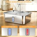 SANXUO Dog Water Fountion for Large Dogs,15L/4 Gal Stainless Steel Automatic Pet Water Dispenser,Ultra Quiet Dog Fountain Water Bowl with Water Level Window & LED Light, Include 1Set Filter