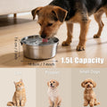 PurazQyn Dog Water Bowl No Spill, 1.5L/50oz Stainless Steel Slow Water Bowl for Dogs, Spill Proof Dog Bowl with Anti-Splash & Non-Slip, Slow Drinking Water Bowl Dispenser for Messy Drinkers (Silver)