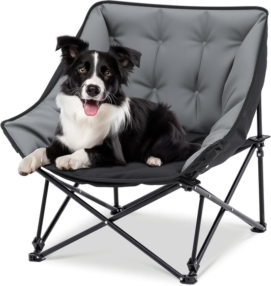AceOrbit Folding Camping Chair for Dog, Padded Raised Pet Bed for Outdoor