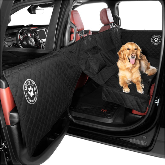 Ruff Liners Dog Hammock for Car, Black – As Seen on Shark Tank – Back Seat Protector for Cars, Mid-Size SUVs, & Mid-Size Trucks – Waterproof, Touch Fasteners, & Belt Slots – Heavy Duty Dog Seat Cover