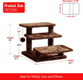 Furcato 15''H Multi-Step Pet Stairs for High Beds & Sofas, 3-Step Cat Stairs with 2 Toy Balls, Wide Boards for Indoor Kittens Dogs Pets Climbing, Brown