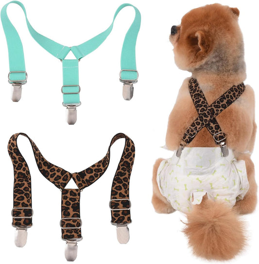 2PACK Dog Diaper Suspenders Dog Suspenders for Male or Female Diaper Keeper Suspender for Dog Dress, Dog Skirt