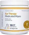 Veterinary Formula Clinical Care Ear Therapy Wipes, 100ct – Cat and Dog Ear Cleaner – Help Relieve Itchy Ears Quickly & Effectively Remove Dirt, Debris, and Foul Odor