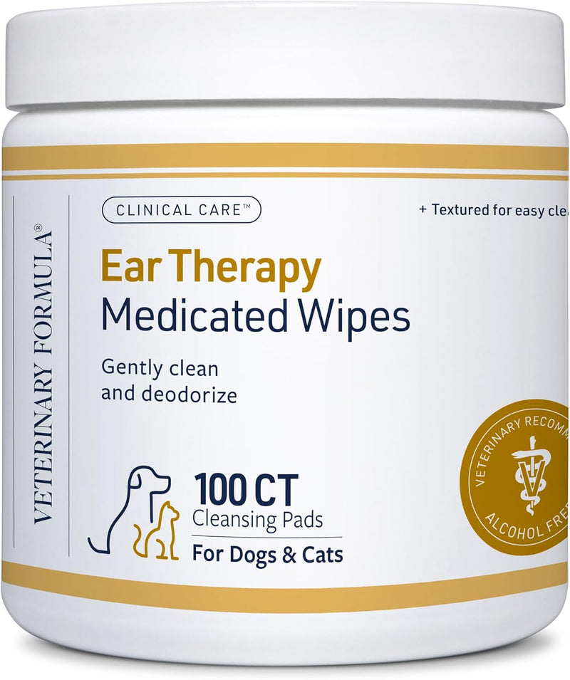Veterinary Formula Clinical Care Ear Therapy Wipes, 100ct – Cat and Dog Ear Cleaner – Help Relieve Itchy Ears Quickly & Effectively Remove Dirt, Debris, and Foul Odor