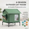 Outdoor Cat House All-Season Weatherproof Insulated Feral Cat Shelter, Large Portable Tent for Stray Cats, Windproof & W