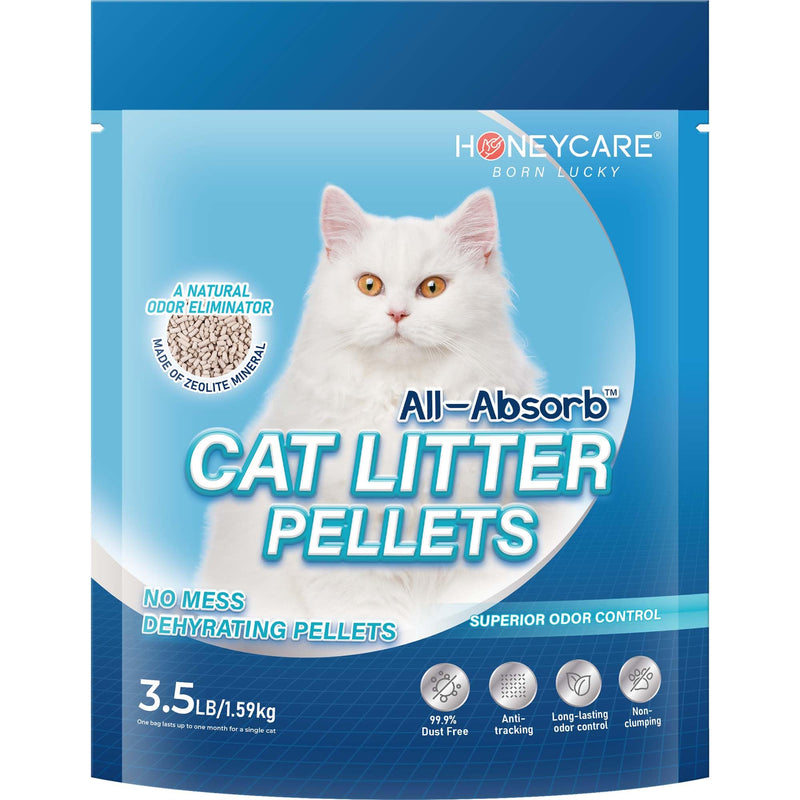 Honey Care All-Absorb Cat Litter Pellets, Zeolite, Long-Lasting Odor Control Non-climping Litter, 14 Lbs Pack
