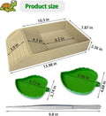 NGORAY Tortoise Feeding Dish with Ramp and Basking-Platform - Leaf Tortoise Water Food Bowls, Reptile Water Dish Amphibi