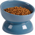 ABRUTY Cat Water Bowl, 16 OZ Ceramic Elevated Cat Bowls, 15° Tilted and Raised Pet Food Dish, Anti Vomiting Protect Pets