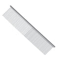 PETTOM Pet Steel Grooming Tool Poodle Finishing Butter Comb 7 1/2-inch L Silver Dog Combs with Rounded Ends Stainless Steel Teeth, Cat Comb for Removing Tangles and Knots