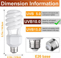 UVB Reptile Light Bulb 10.0, 23W UV Spiral Compact Florescent Terrarium Lamp Ideal for Desert Reptiles Bearded Dragons L