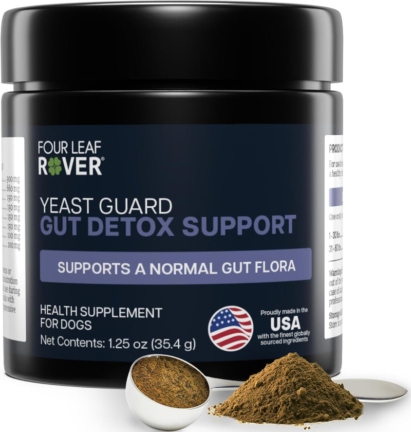 Dog Yeast Support for Itchy Skin, Ears & Paws - Four Leaf Rover Yeast Guard - Veterinarian Formulated with Organic Herbs