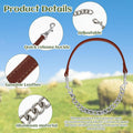 Misdary 4 Pack Goat Collars with Bells, Adjustable Iron Goat Chain Halter 14''-24'' Long for Sheep Horse Dog Cow Calf Fa