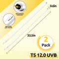 REPTI ZOO 2 Pack 34" T5 12.0 UVB Reptile Light Bulb, 39W UVA UVB Fluorescent Lamp Tube for Desert Reptiles, Bearded Drag