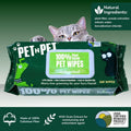 Pet N Pet 100% Plant Based Dog Wipes for Paws and Butt, 100 Counts Hypoallergenic Unscented Dog Pet Wipes, 8" x 8"