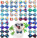 20pcs Ocean-Themed Dog Bow Ties for Small Medium Dogs Adjustable Sea Pattern Dog Bowtie Necktie for Pet Grooming