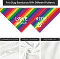 Pride Dog Bandanas Puppy Scarf - LGBT Rainbow Dog Outfits - 2 Pcs Adjustable Triangle Double-Layer Reversible Pet Bandanas for Small Medium Large Dogs