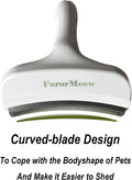 FurorMeow Pet Deshedding Tool with Curve Blade, Cat Grooming Brush, Tight V-shaped Teeth Shedding Comb for Cats and Dogs (White, Large)