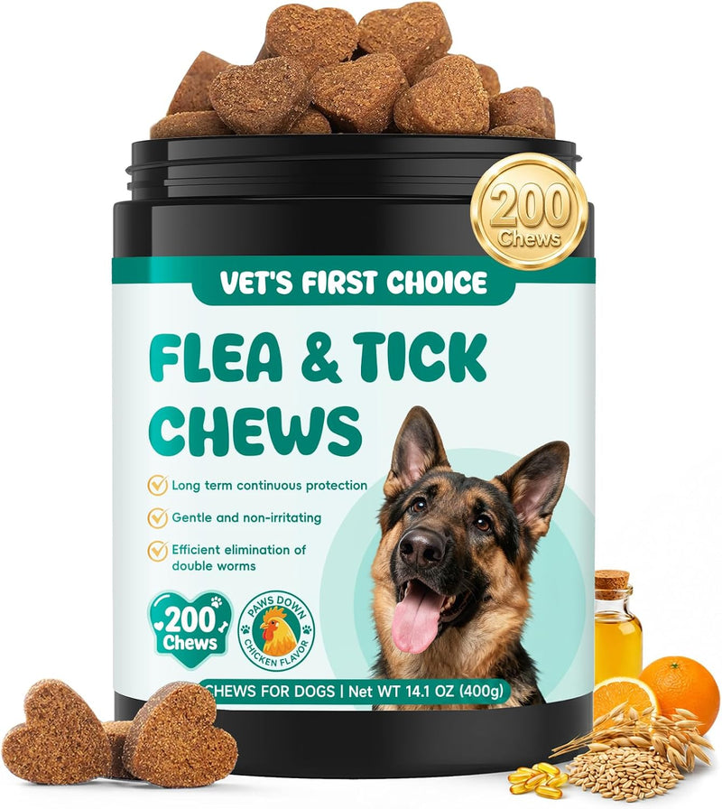 Flea and Tick Chews for Dogs, Natural Coat Care Nutritional Supplement