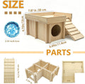 Wooden Hamster Hideout House with Platform, Bowl & Ladder