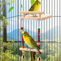 CZWESTC Natural Wood Bird Perch Swing - Cage Platform for Budgies, Cockatiels, Parakeets & Small Birds - Adjustable Play Rest Gym