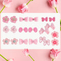 20Pcs Light Pink Small Dog Hair Bows Cute Puppy Dog Bowknot Hair Bow Bulk with Rubber Bands Elastic Lace Rhinestone Pearls Hair Ties Mix Style Handmade Flower Bow Dog Cat (Light Pink, Cute pattern)