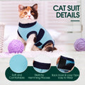Kuoser Recovery Suit for Cats Female Male Kitten Surgery Onesie Bodysuit Anti Licking Cone Alternative Calming Anxiety Vest Abdominal Wounds, Blue XL