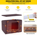 AIVITUVIN Cat House Outdoor Insulated Feral Kitty Shelter with Liner Keep Warm for Winter,Waterproof Cat House for Cats,