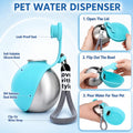 2 in 1 Portable Tumbler for Dogs,Portable Dog Water Ball,10Oz Stainless Steel Dog Water Bottle with Silicone Foldable Bo