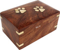 IBLAY Sheesham Wood Pet Urn Box for Dogs & Cats, Wooden Pet Memorial Keepsake Box with Paw Inlay, 75 Cu. in. Capacity, 7
