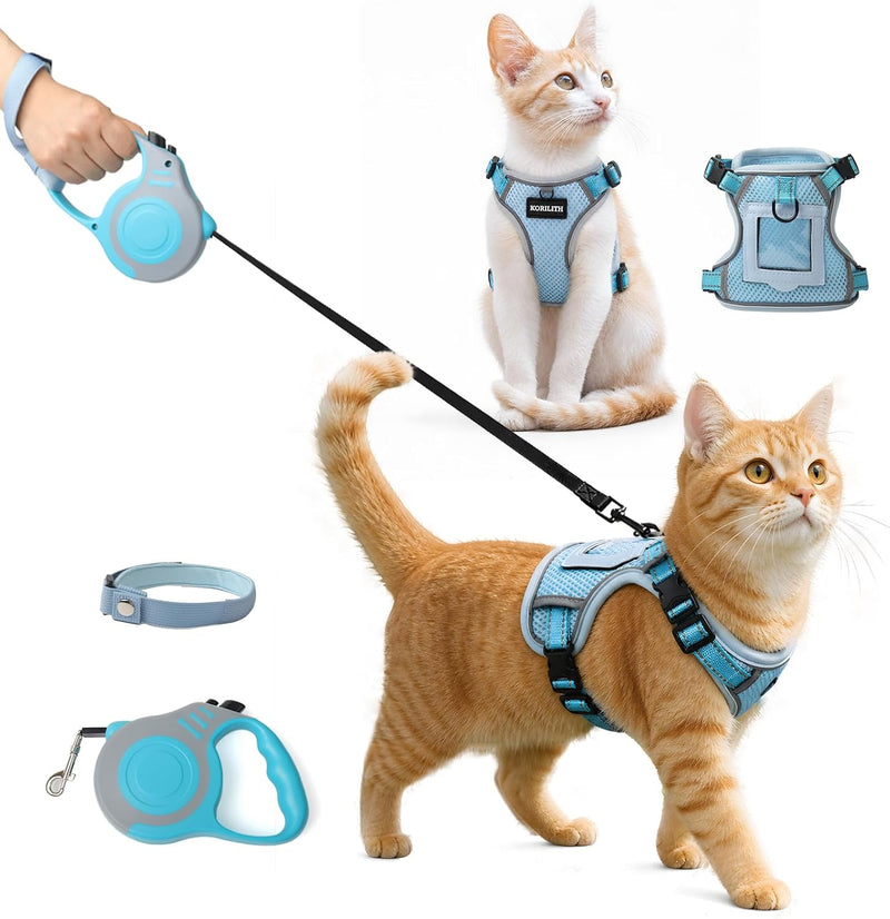 Escape Resistant Cat Harness and Leash Set with Pocket
