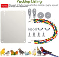 BWOGUE 7 Inch Bird Mirror with Rope Perch Cockatiel Mirror for Cage Bird Toys Swing Parrot Cage Toys for Parakeet Cockatoo Cockatiel Conure Lovebirds Finch Canaries