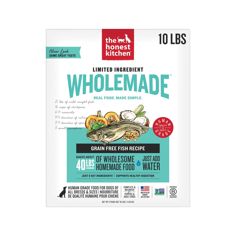 The Honest Kitchen Human Grade Wholemade™ Dehydrated Limited Ingredient Dog Food, Fish 10 lb Bag (makes 40lbs)