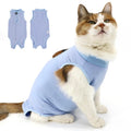 QIYADIN Cat Recovery Suit, Surgical Recovery Clothes for Abdominal Wound or Skin Disease, Cats Onesie After Surgery and Spay, E-Collar Alternative Pajama Suit (Blue, Medium)