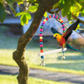 Wooden Bird Swing, 9 Inches Hanging Birds Cage Perches with Playing Bell, Natural Bird Chew Toys Boredom Breaker Bird To