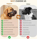 Hipypaw Dog Muzzle: Basket Silicone Dog Muzzles - Prevent Biting, Chewing and Scavenging - Allow Drinking - Adjustable Muzzles Medium Large Sized Dogs - Soft, Lightweight, Breathable (L, Black)