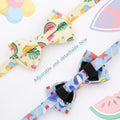 Faygarsle 2 Pack Cute Cat Collar with Bell Breakaway Bowtie for Male Female Cats Soft Fancy Blue Yellow with Ice Cream Sea Pattern Summer Cat Collar for Boy Girl Cats